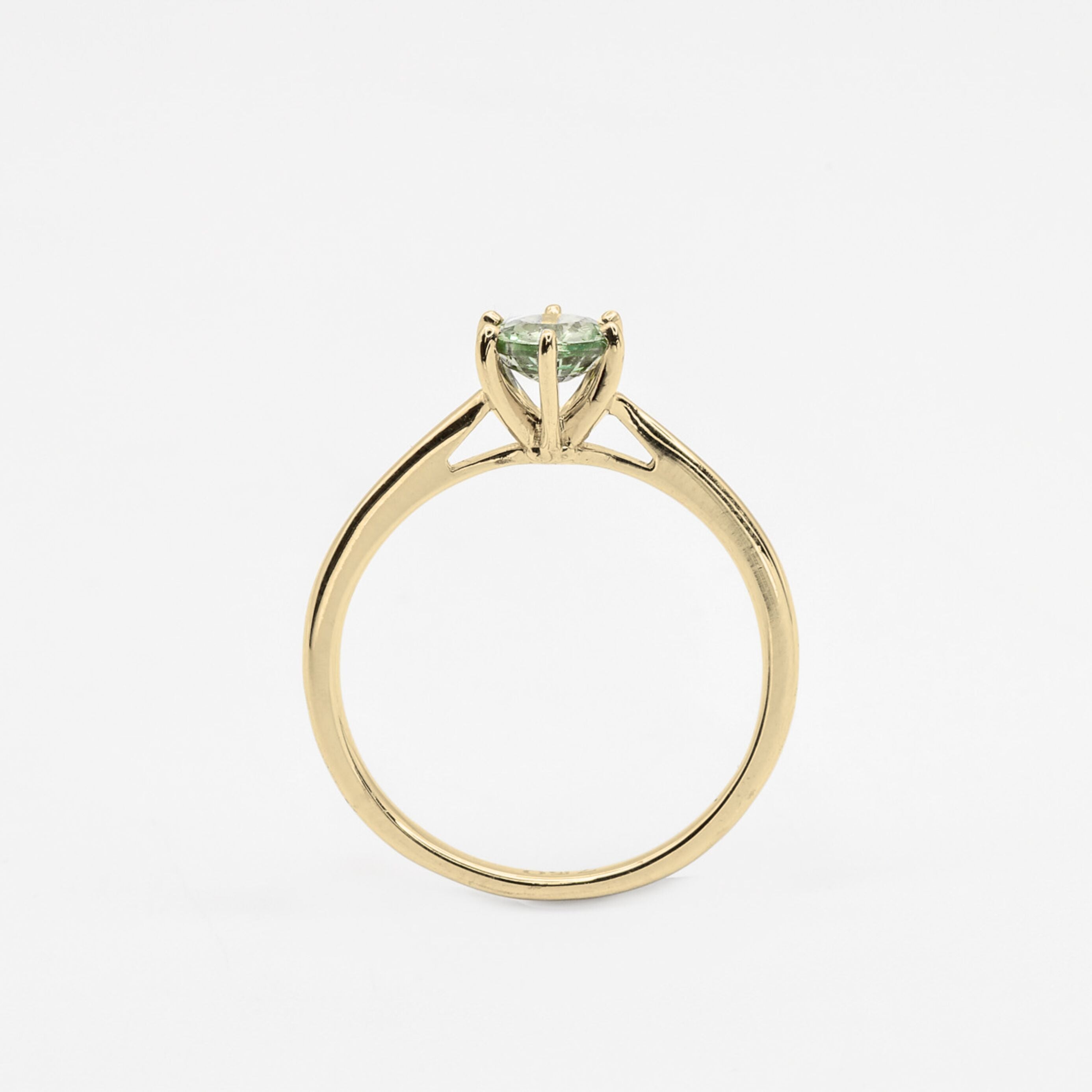 Green Sapphire Ring, Solid 18k White Gold Ring, Classy Round Engagement Ring, 6-Prong Ring (41097007005762)