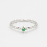 Minimalist White Gold Emerald Ring, Dainty Emerald Ring, 18k White Gold