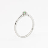 Minimalist White Gold Emerald Ring, Dainty Emerald Ring, 18k White Gold