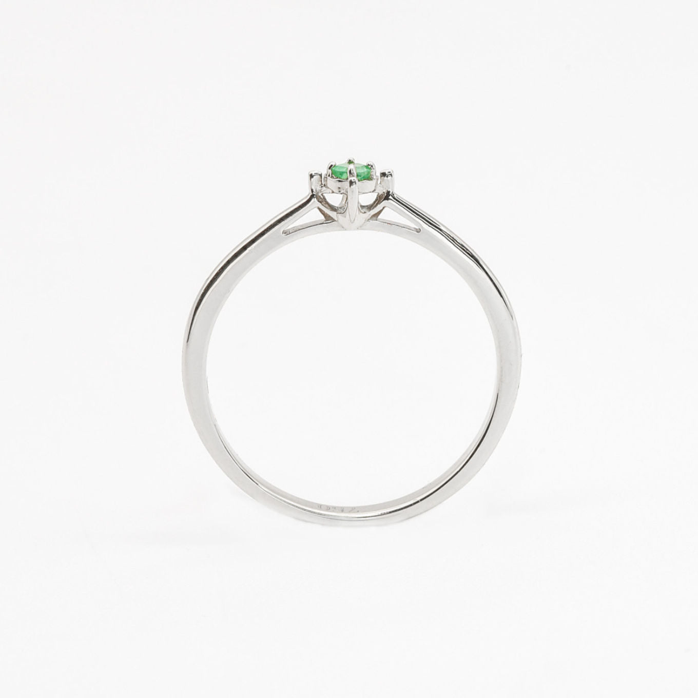 Minimalist White Gold Emerald Ring, Dainty Emerald Ring, 18k White Gold