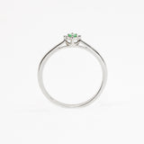 Minimalist White Gold Emerald Ring, Dainty Emerald Ring, 18k White Gold