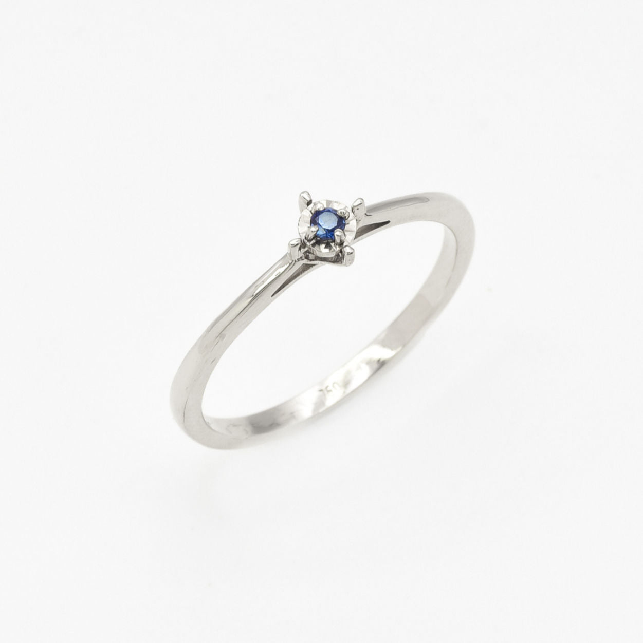 Natural Sapphire Ring - 18k Solid White Gold Ring - Dainty Sapphire Ring