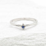 Natural Sapphire Ring - 18k Solid White Gold Ring - Dainty Sapphire Ring