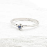 Natural Sapphire Ring - 18k Solid White Gold Ring - Dainty Sapphire Ring