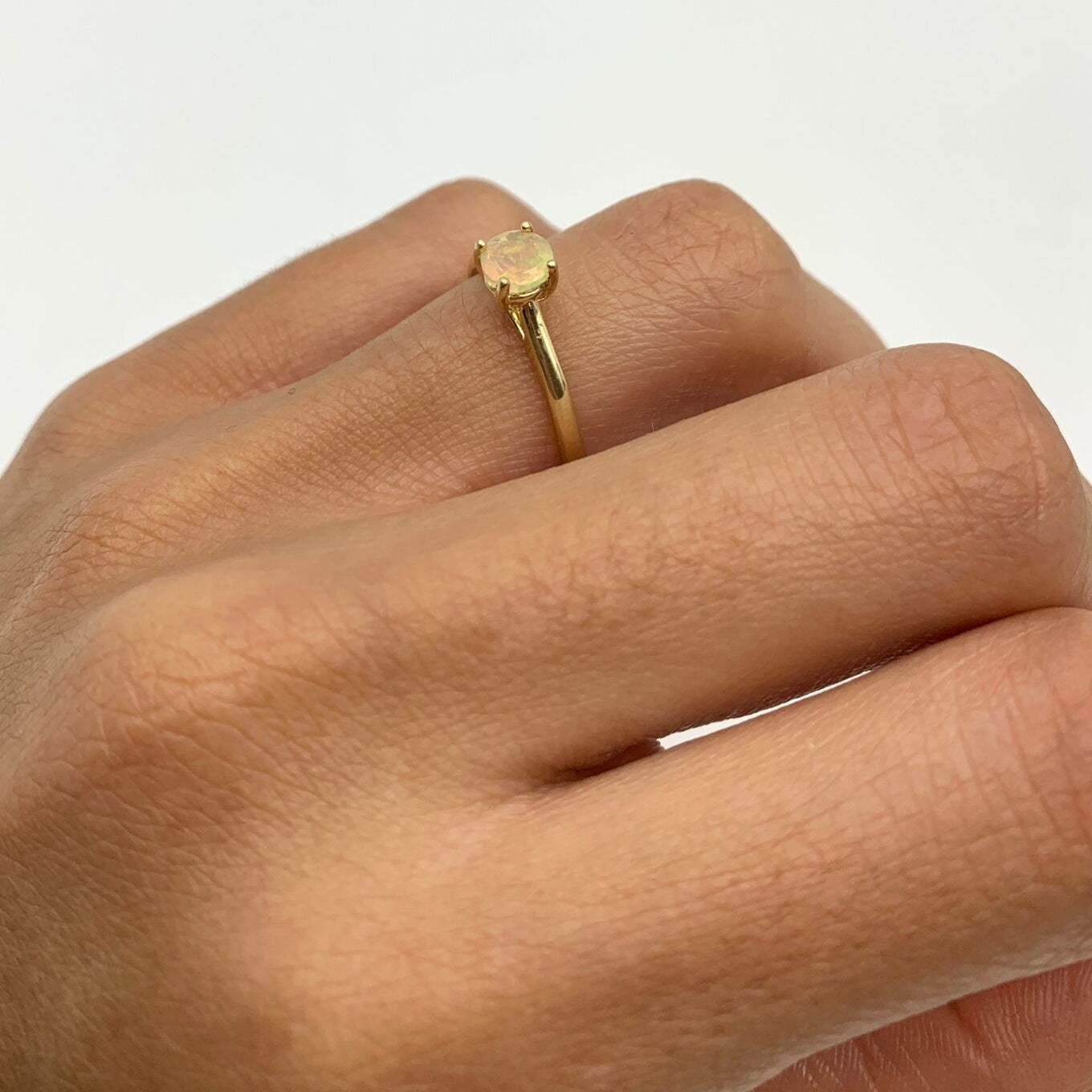 REAL 14k Gold Opal Ring - Gold Opal Engagement Ring - Certified REAL Fire Opal Ring