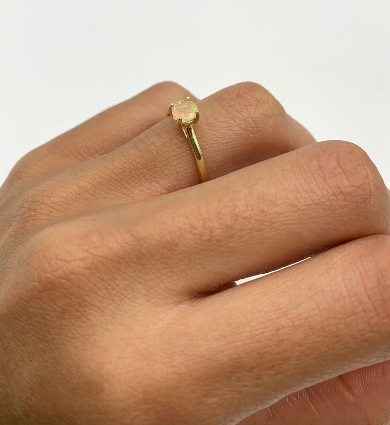 REAL 14k Gold Opal Ring - Gold Opal Engagement Ring - Certified REAL Fire Opal Ring