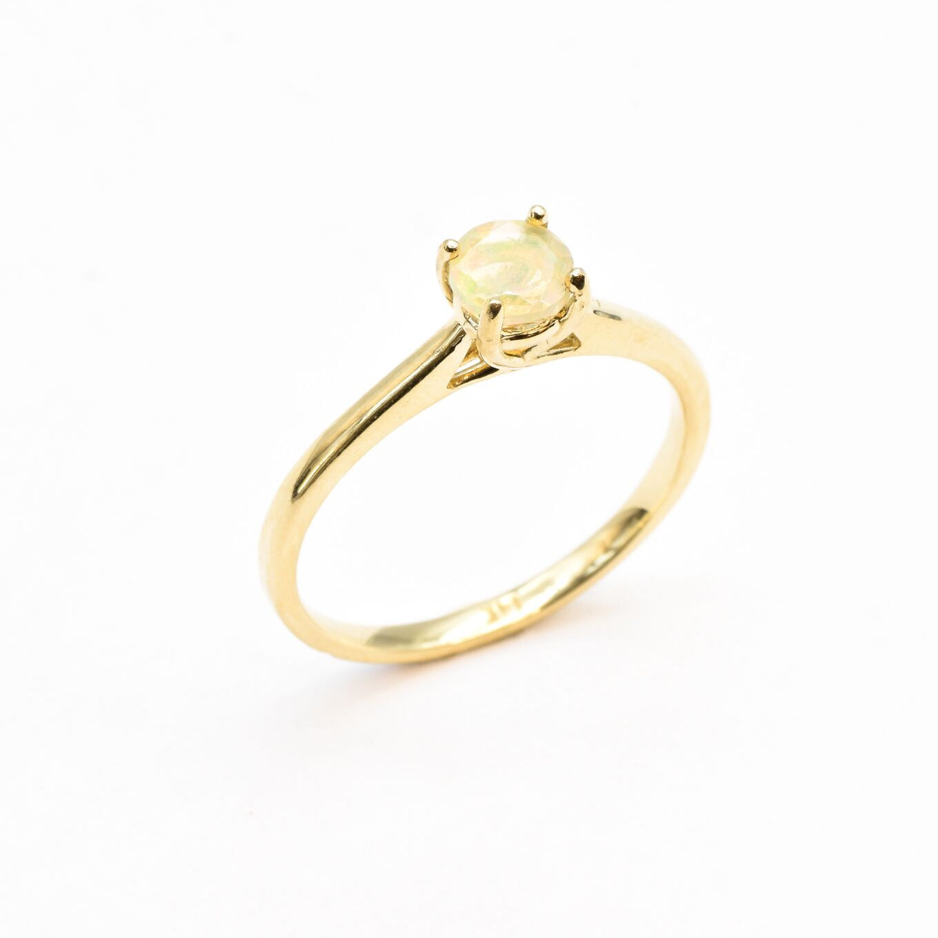 REAL 14k Gold Opal Ring - Gold Opal Engagement Ring - Certified REAL Fire Opal Ring