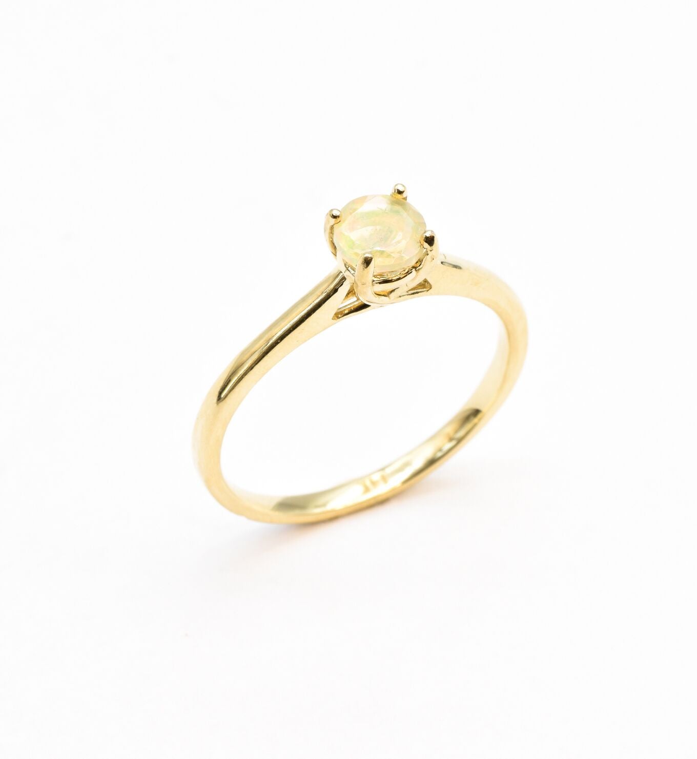 REAL 14k Gold Opal Ring - Gold Opal Engagement Ring - Certified REAL Fire Opal Ring