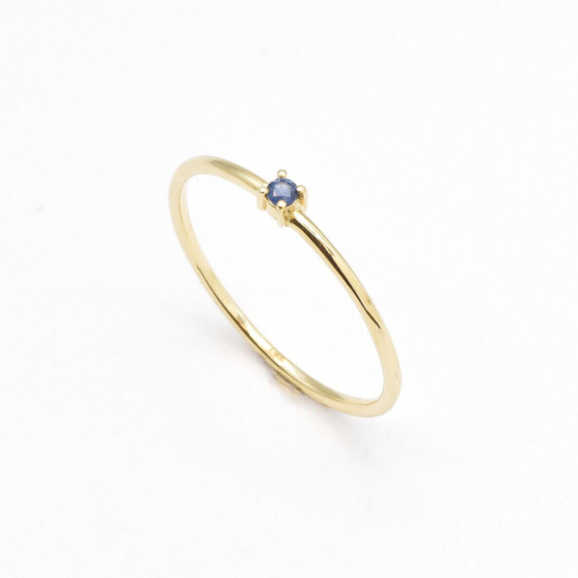 Real Blue Sapphire Ring - Solid 14k Yellow Gold Ring - Dainty Blue Sapphire Ring made in 14k Yellow Gold. Ideal for everyday wear and perfect for birthday gifting and special occasions.