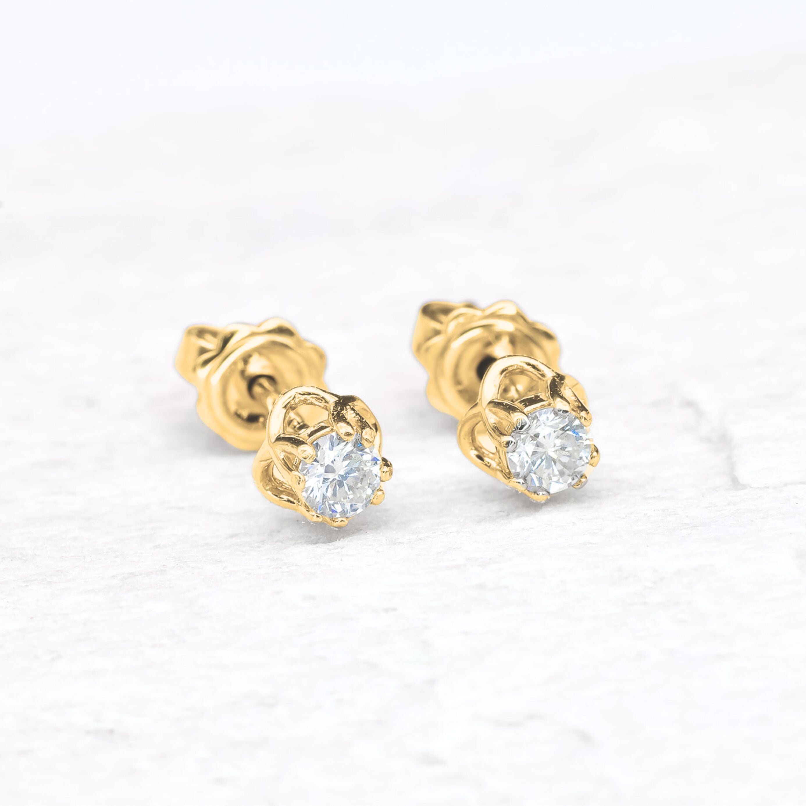 Real Diamond Studs - 18k Solid Gold Earrings - Brilliant Diamond Earrings (41097005826114)