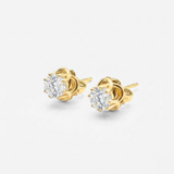 Real Diamond Earrings - 18k Solid Gold Earrings - Dainty Diamond Studs