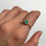 White Gold Emerald Ring - Genuine Emerald Ring - Emerald Solitaire Ring