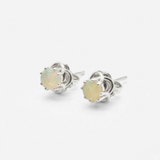 14k Gold Opal Studs - Certified Fire Opal Earrings - Solid Yellow Gold Opal Earrings