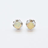 14k Gold Opal Studs - Certified Fire Opal Earrings - Solid Yellow Gold Opal Earrings