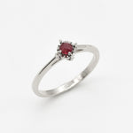 Real Red Ruby Ring - 18k White Gold Ring - Genuine July Birthstone Ring