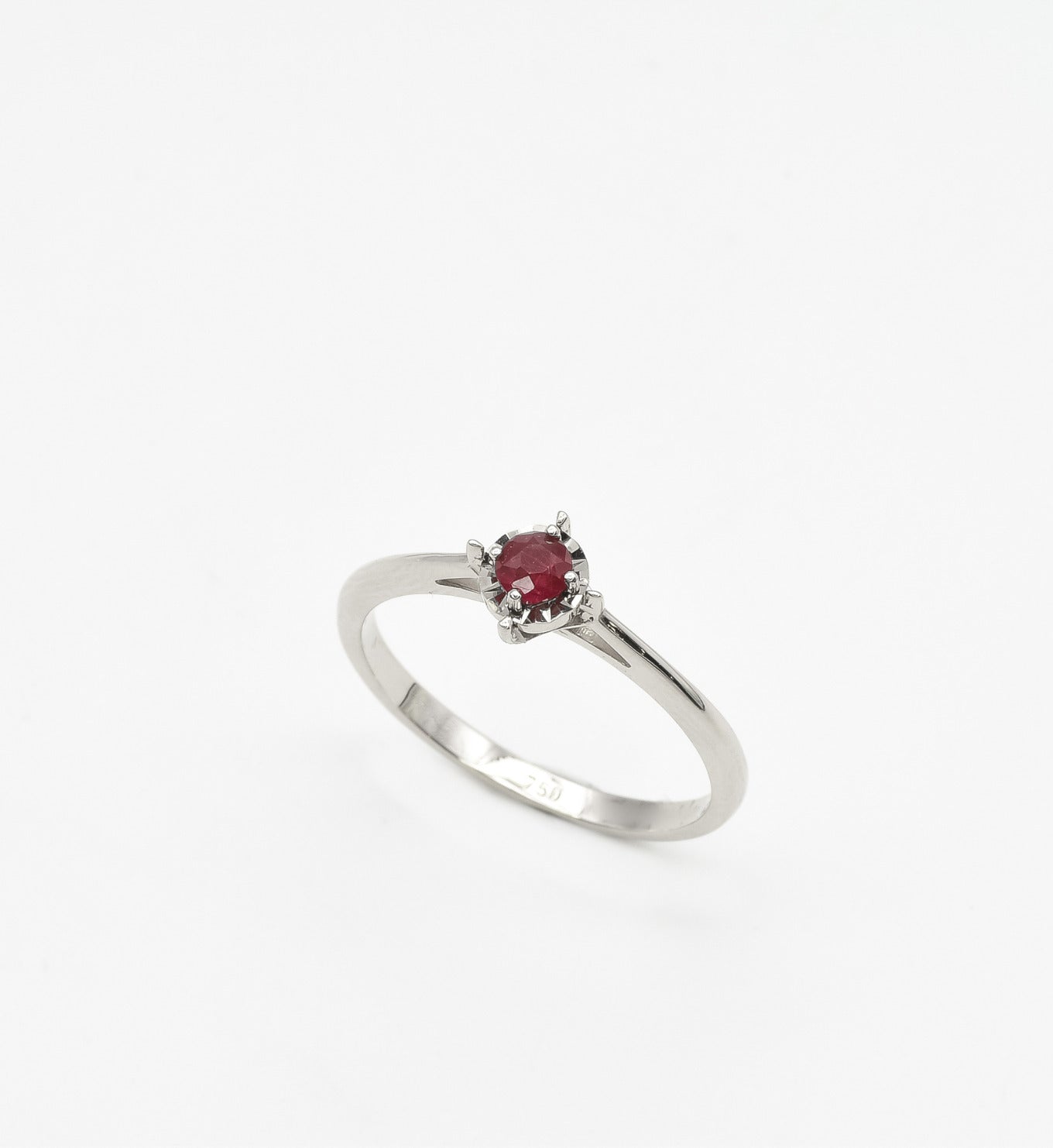 Real Red Ruby Ring - 18k White Gold Ring - Genuine July Birthstone Ring