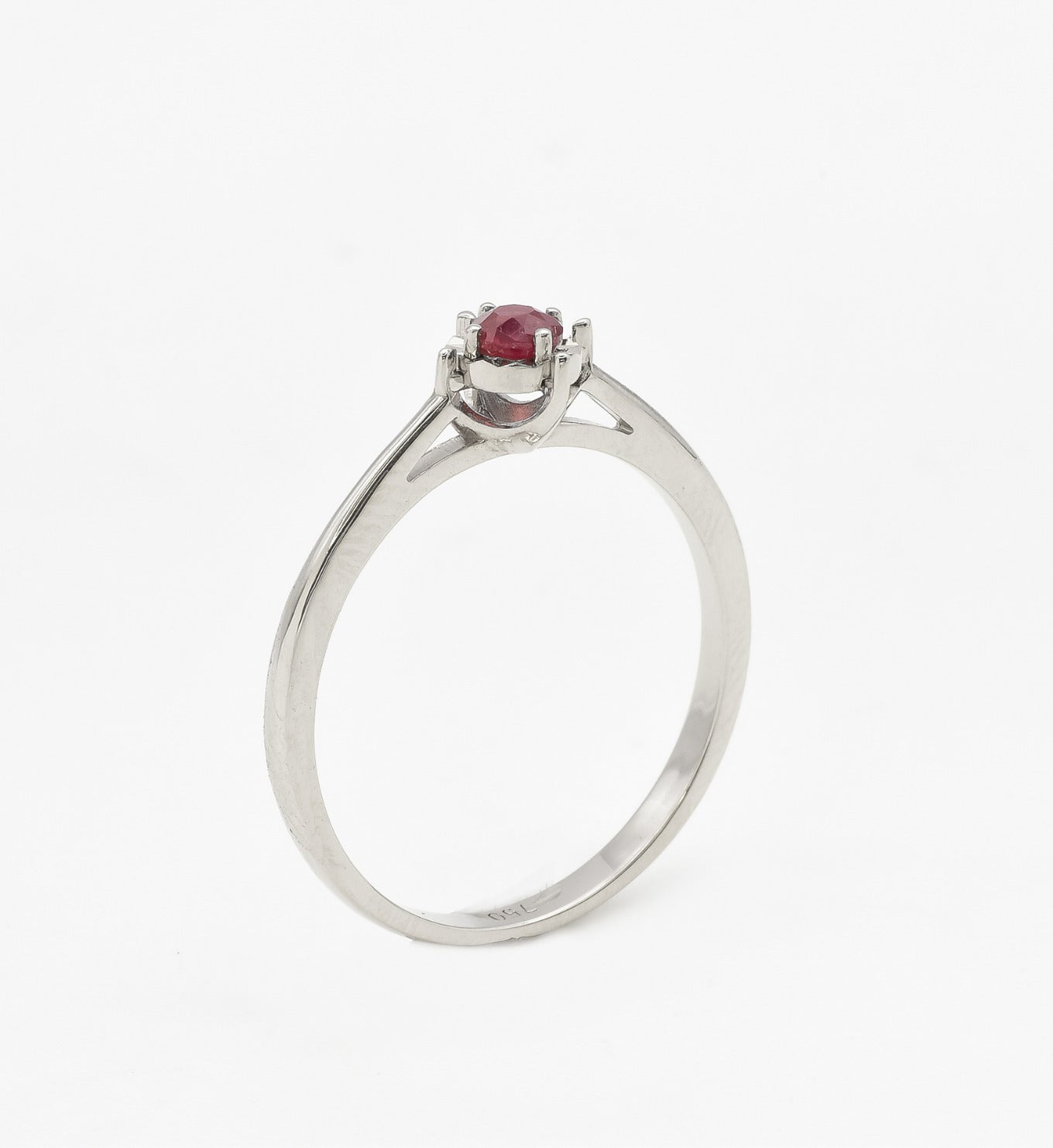 Real Red Ruby Ring - 18k White Gold Ring - Genuine July Birthstone Ring