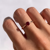 Certified Ruby Ring - Solid Rose Gold Ring - Genuine Ruby Solitaire Ring