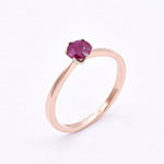 Real Ruby Rose Gold Ring - Solid 14k Rose Gold Ring - Genuine Ruby Solitaire Ring