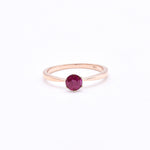 Real Ruby Rose Gold Ring - Solid 14k Rose Gold Ring - Genuine Ruby Solitaire Ring