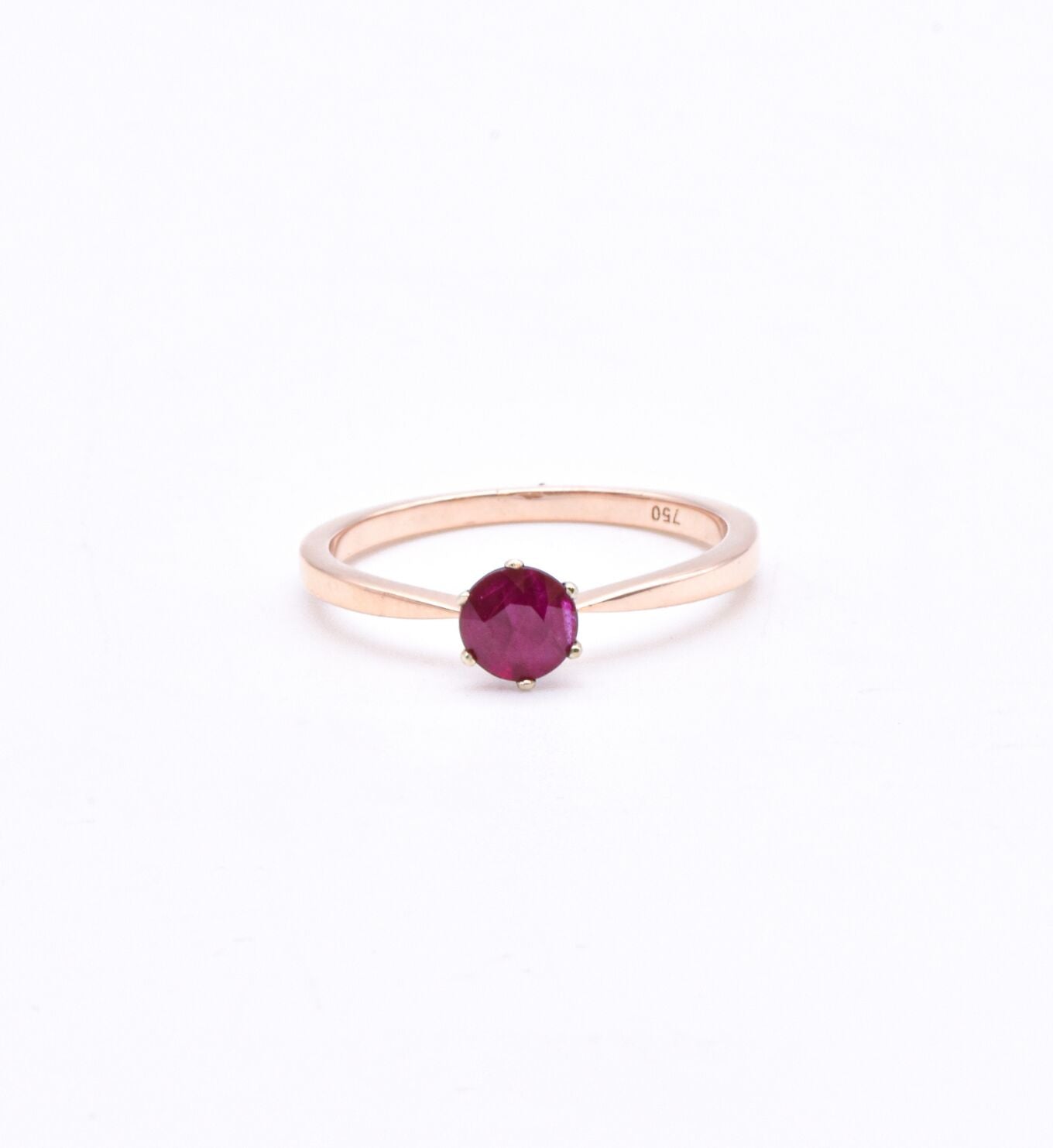 Real Ruby Rose Gold Ring - Solid 14k Rose Gold Ring - Genuine Ruby Solitaire Ring