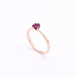 Real Ruby Rose Gold Ring - Solid 14k Rose Gold Ring - Genuine Ruby Solitaire Ring