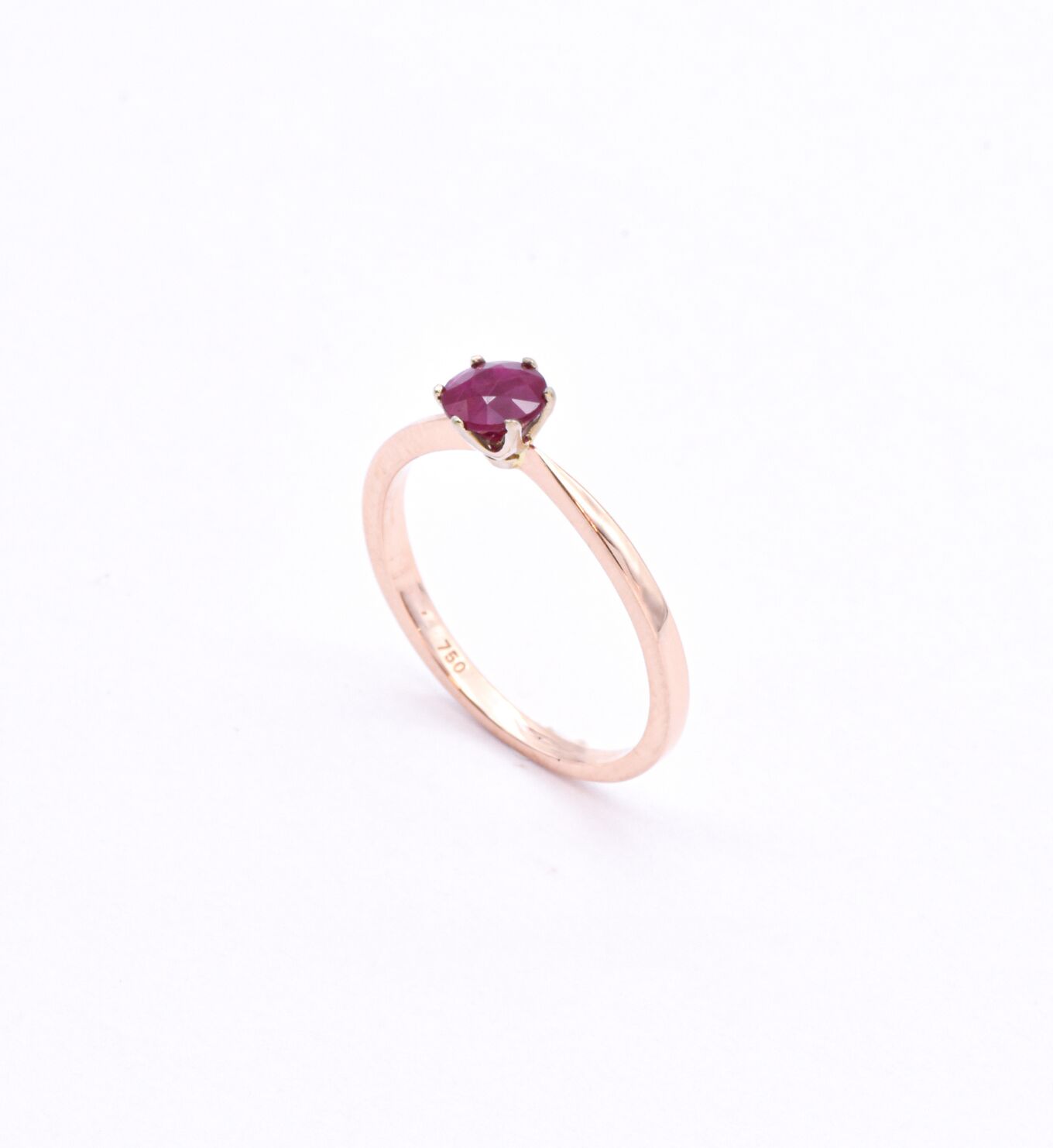 Real Ruby Rose Gold Ring - Solid 14k Rose Gold Ring - Genuine Ruby Solitaire Ring