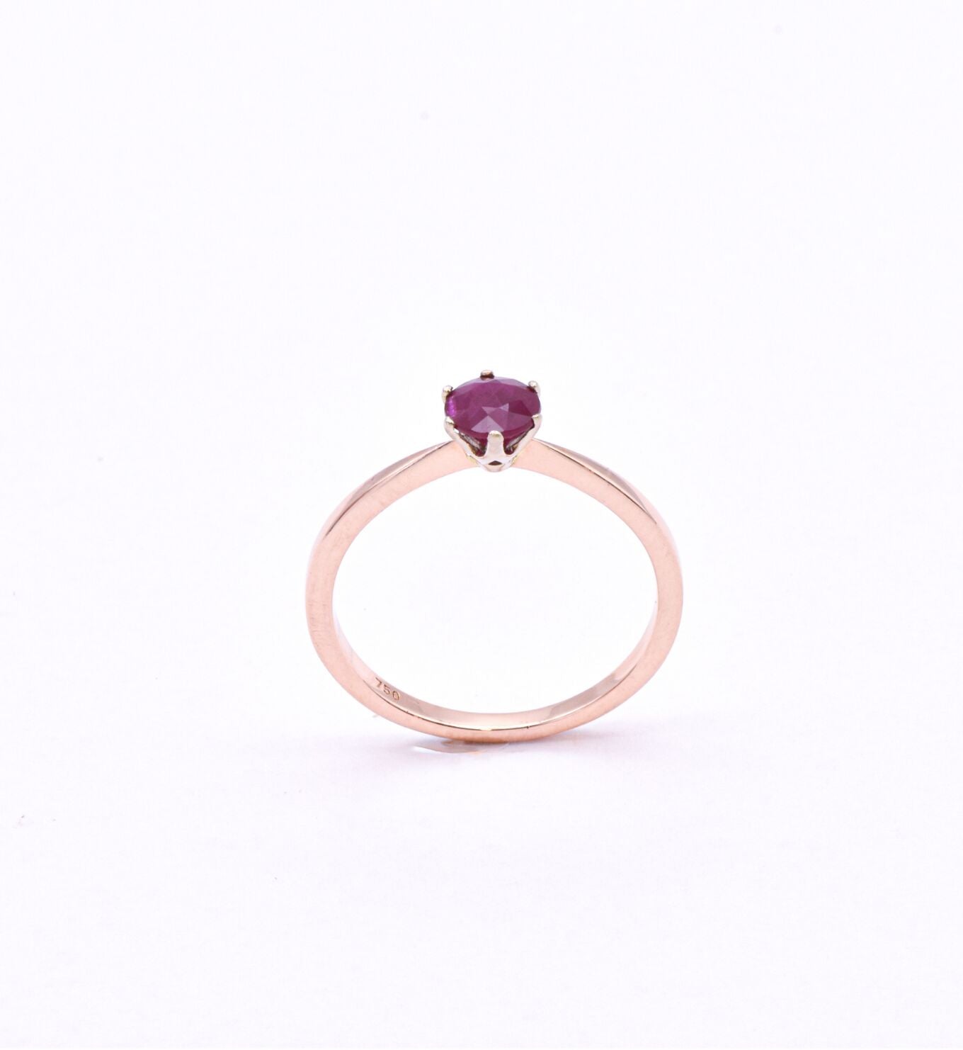 Real Ruby Rose Gold Ring - Solid 14k Rose Gold Ring - Genuine Ruby Solitaire Ring