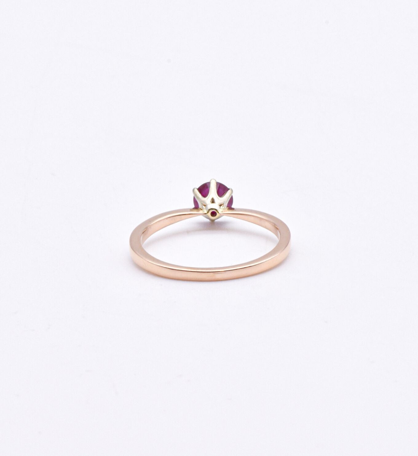 Real Ruby Rose Gold Ring - Solid 14k Rose Gold Ring - Genuine Ruby Solitaire Ring