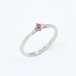 Real Ruby White Gold Ring - Minimalist Genuine Ruby Ring - Solid 18k White Gold Ring