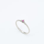 Real Ruby White Gold Ring - Minimalist Genuine Ruby Ring - Solid 18k White Gold Ring