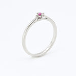 Real Ruby White Gold Ring - Minimalist Genuine Ruby Ring - Solid 18k White Gold Ring