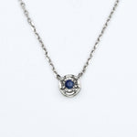 Real Sapphire White Gold Necklace - Certified Sapphire White Gold Pendant - 18k Solid White Gold Necklace