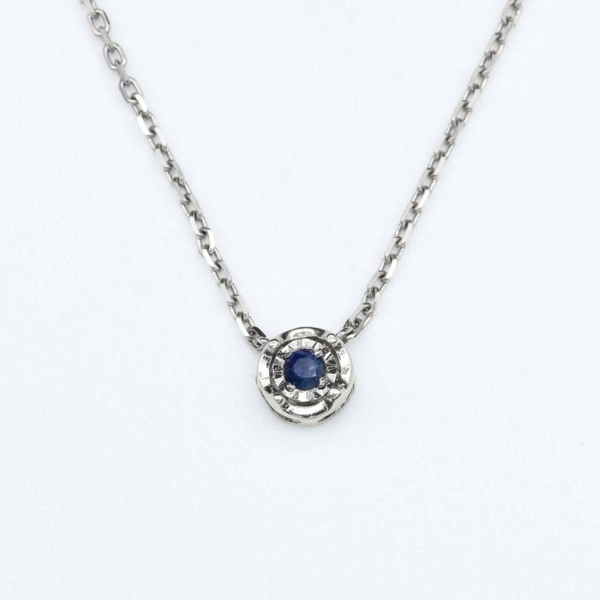 Real Sapphire White Gold Necklace - Certified Sapphire White Gold Pendant - 18k Solid White Gold Necklace