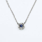 Sapphire White Gold Necklace - Certified Sapphire Necklace - Solid White Gold Necklace