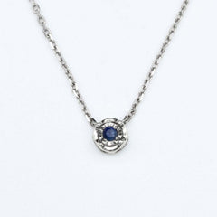 Sapphire White Gold Necklace - Certified Sapphire Necklace - Solid White Gold Necklace
