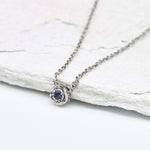 Real Sapphire White Gold Necklace - Certified Sapphire White Gold Pendant - 18k Solid White Gold Necklace