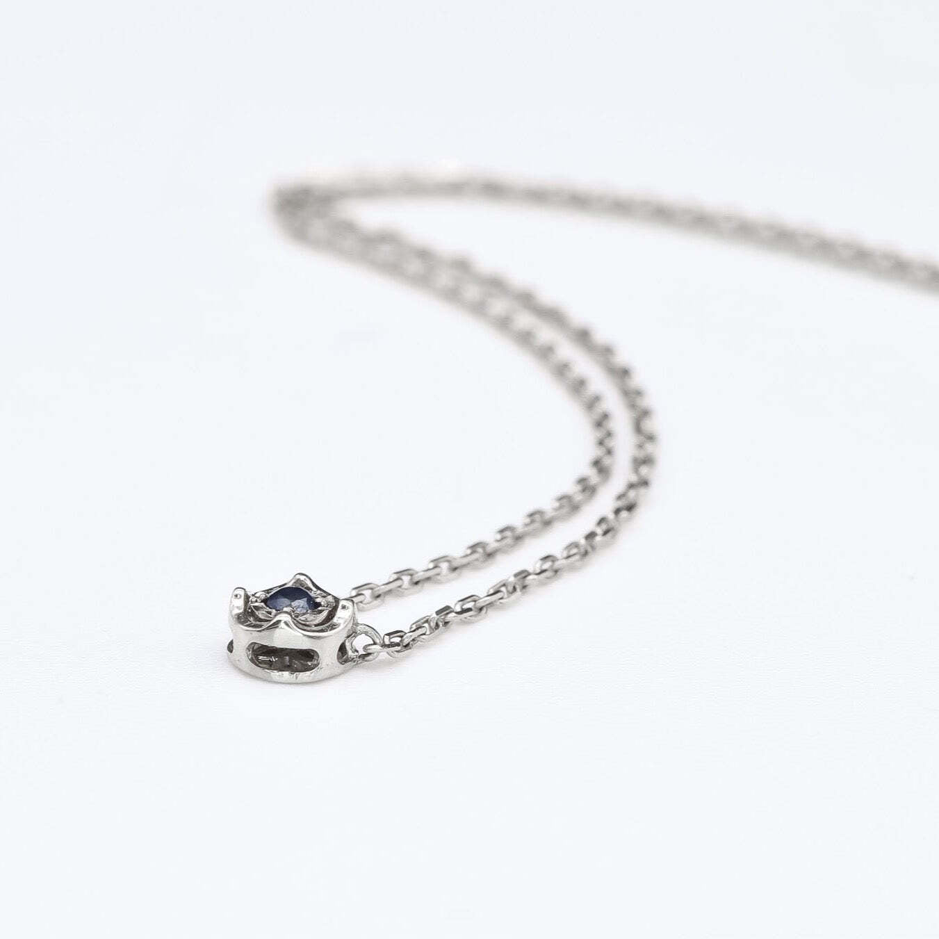 Real Sapphire White Gold Necklace - Certified Sapphire White Gold Pendant - 18k Solid White Gold Necklace