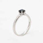 Real Sapphire White Gold Ring - Solitaire Genuine Sapphire Ring - 18k Certified White Gold Ring