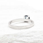 Real Sapphire White Gold Ring - Solitaire Genuine Sapphire Ring - 18k Certified White Gold Ring