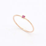 Rose Gold Ruby Ring - Dainty Ruby Ring - 14k Rose Gold Ring