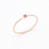 14k Real Gold Ruby Ring - Natural Ruby Ring - Red Dainty Ring