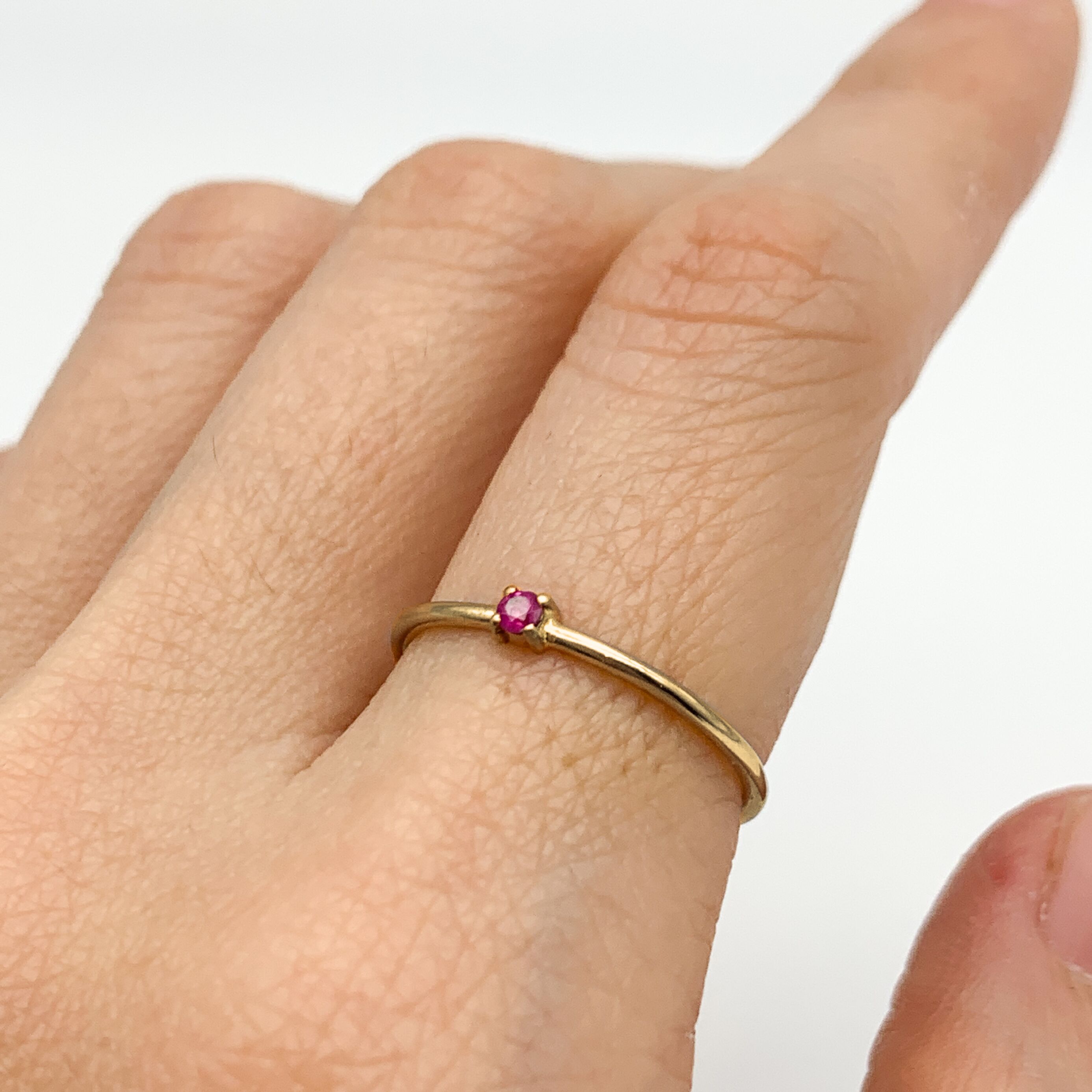 Rose Gold Ruby Ring - Dainty Ruby Ring - 14k Rose Gold Ring (41097002647618)