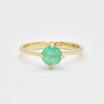 Solid 14k Yellow Gold Emerald Ring - Certified Real Emerald Ring - Green Emerald Solitaire Ring