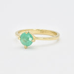 Solid 14k Yellow Gold Emerald Ring - Certified Real Emerald Ring - Green Emerald Solitaire Ring