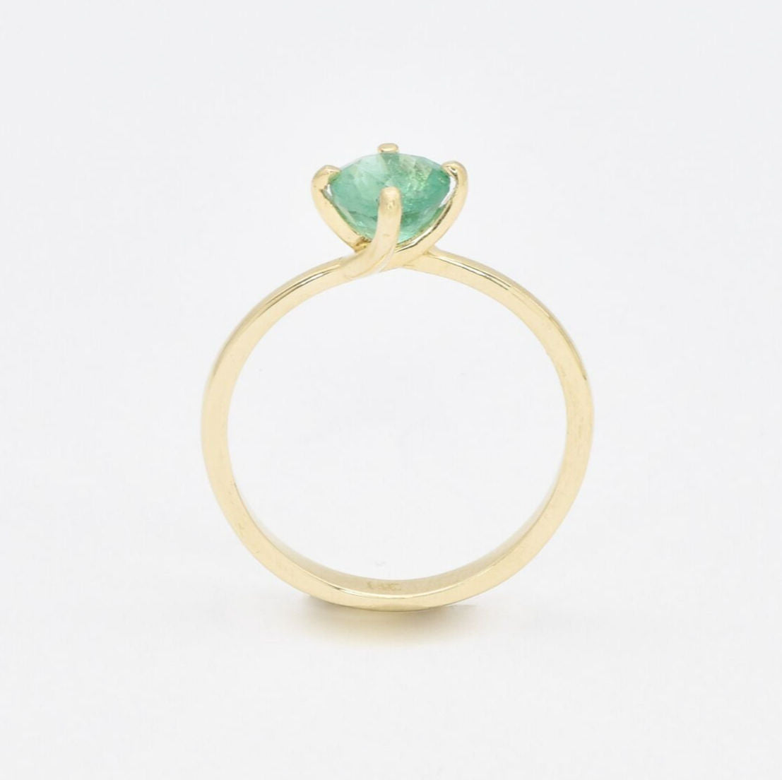 Solid 14k Yellow Gold Emerald Ring - Certified Real Emerald Ring - Green Emerald Solitaire Ring