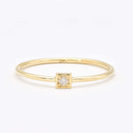 Square Genuine Diamond Gold Ring - Minimalist Solid Gold Ring - Real Solid 14k Gold Ring (41096996585538)