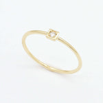 Square Genuine Diamond Gold Ring - Minimalist Solid Gold Ring - Real Solid 14k Gold Ring (41096996585538)