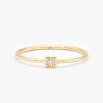 Square Genuine Diamond Gold Ring - Minimalist Solid Gold Ring - Real Solid 14k Gold Ring (41096996585538)