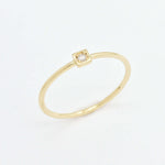 Square Genuine Diamond Gold Ring - Minimalist Solid Gold Ring - Real Solid 14k Gold Ring (41096996585538)